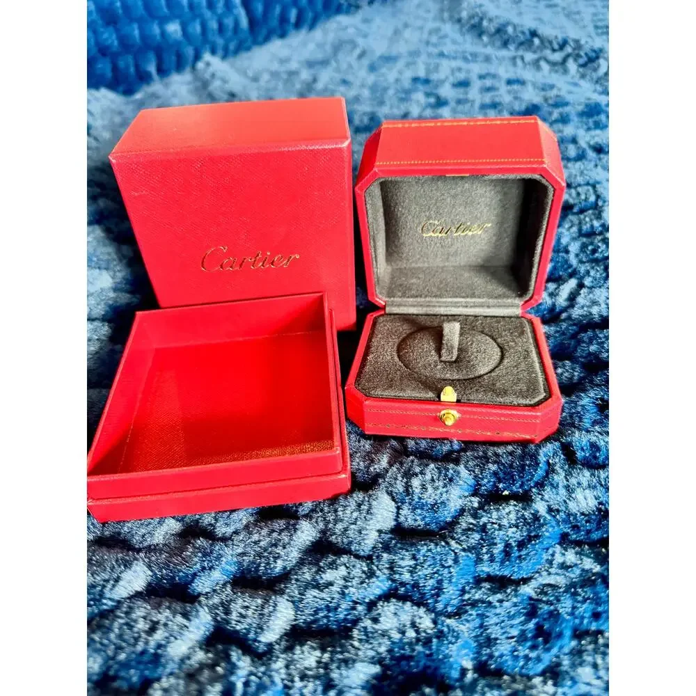 🎁 Authentic Cartier Red Jewelry Boxes – Inner & Outer Presentation Set